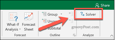 Butonul Rezolvare în Excel