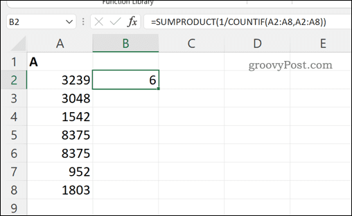 Calcularea numărului total de valori unice dintr-un interval de celule în Excel