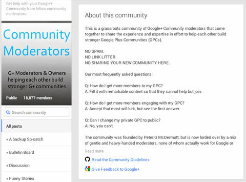 postare orientări comunitate google +