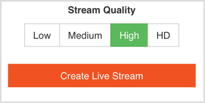 Alegeți calitatea fluxului live în Switcher Go.