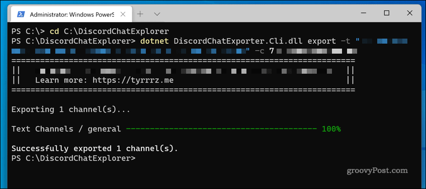 DiscordChatExplorer pe Windows 11 este folosit pentru a descărca un jurnal de chat pe server