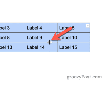 Redimensionarea unui tabel în Google Docs