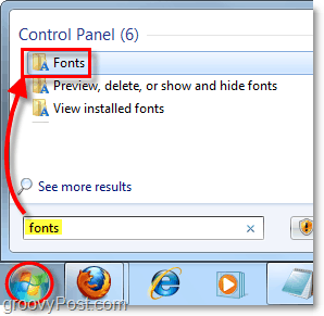 accesați panoul de control al fontului în Windows 7 
