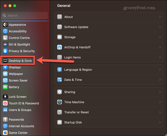 setările pentru desktop și andocare mac