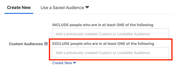 Direcționarea anunțurilor Facebook, cu excepția segmentelor de public personalizate.