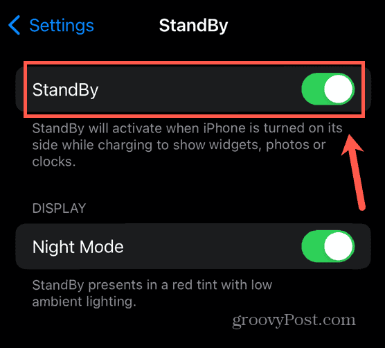 comutare standby iPhone
