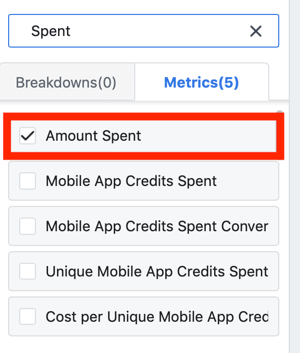 Sfaturi pentru reducerea costurilor publicitare Facebook, opțiune pentru a vizualiza suma cheltuită ca parte a raportului dvs.