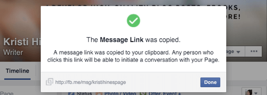 linkul de mesagerie facebook a fost copiat