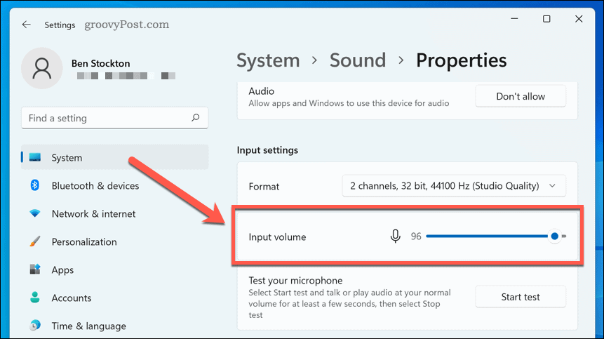 Configurarea setărilor de volum al microfonului pe Windows 11