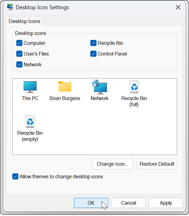 restaurați pictogramele de pe desktop pe Windows