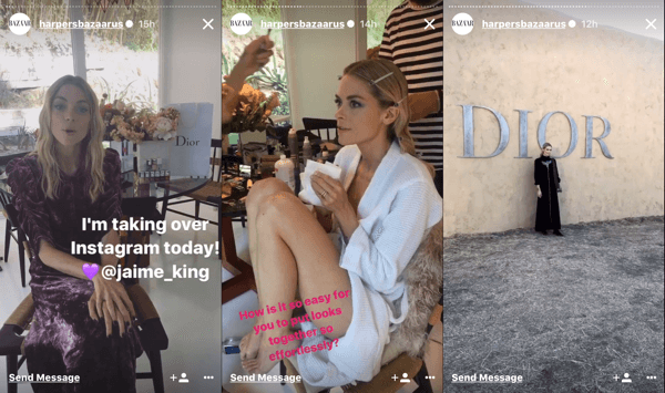 Harper's Bazaar i-a predat povestea Instagram lui Jaime King pentru emisiunea Dior Cruise.