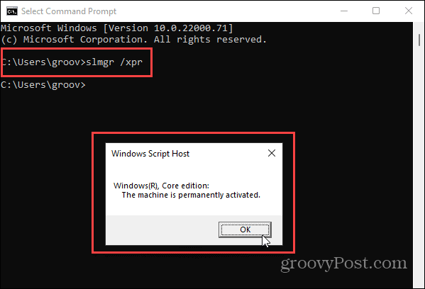 Prompt de comandă Windows 11 Activataion