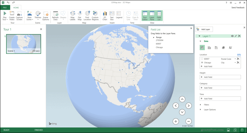 Hărți 3D în Excel