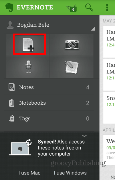 Evernote scriere de mână nouă