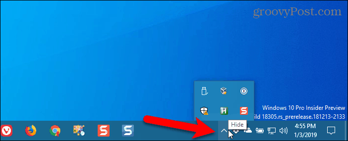 Verificați Chrome în tava de sistem Windows