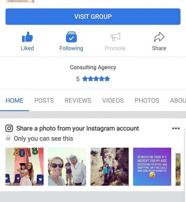 Aplicația mobilă Facebook sugerează acum fotografii Instagram pentru a le distribui pe o pagină.