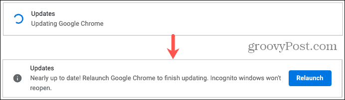 Actualizarea și relansarea Google Chrome
