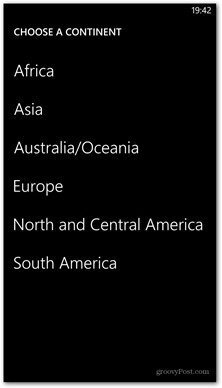 Windows Phone 8 hărți continent disponibil