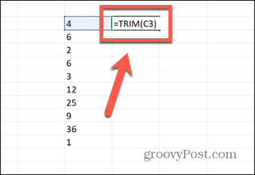 formula excel trim