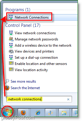 deschideți dialogul despre conexiunile de rețea în Windows 7