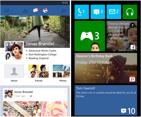 plăci de aplicații Facebook pentru Windows Phone