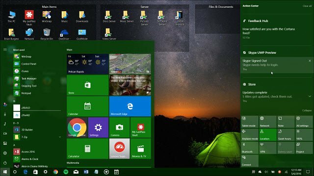 Actualizare aniversară pentru Windows 10 în modul întunecat