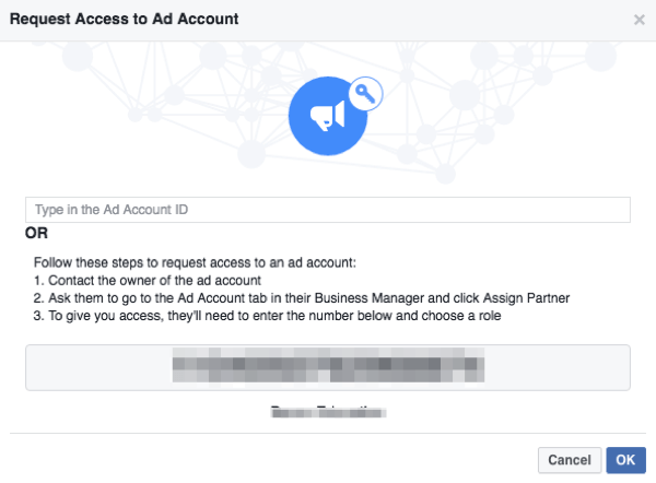 Facebook solicită acces la contul publicitar