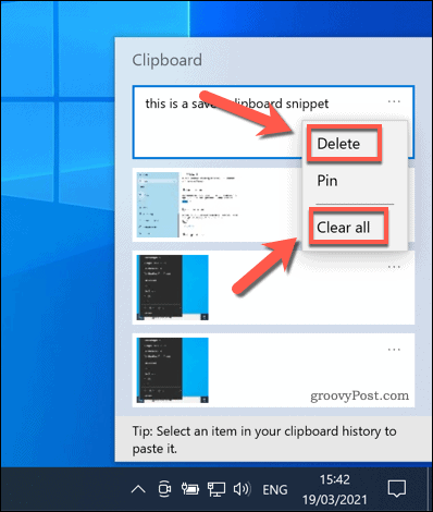 Ștergerea istoricului clipboard-ului în Windows 10