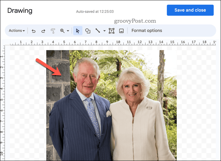 Selectați o imagine în instrumentul de desen Google Docs
