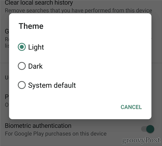 Google Play Store Dark Dark Tema