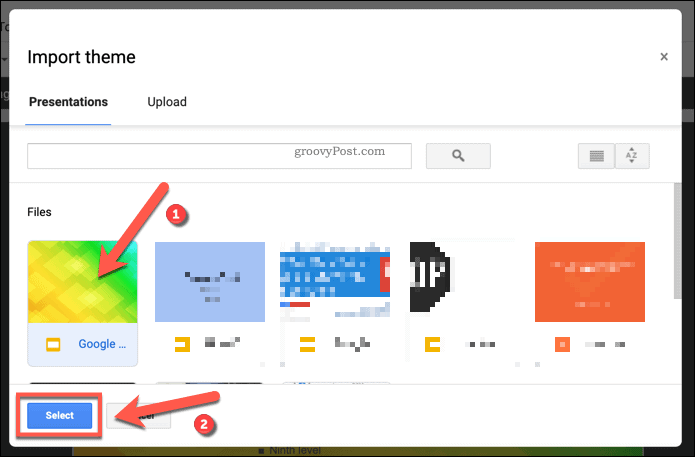 Importul unei teme șablon existente într-o prezentare Google Slides