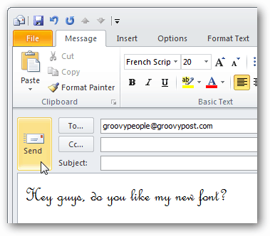 fonturi personalizate în Outlook 2010