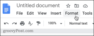 Meniul Format din Google Docs
