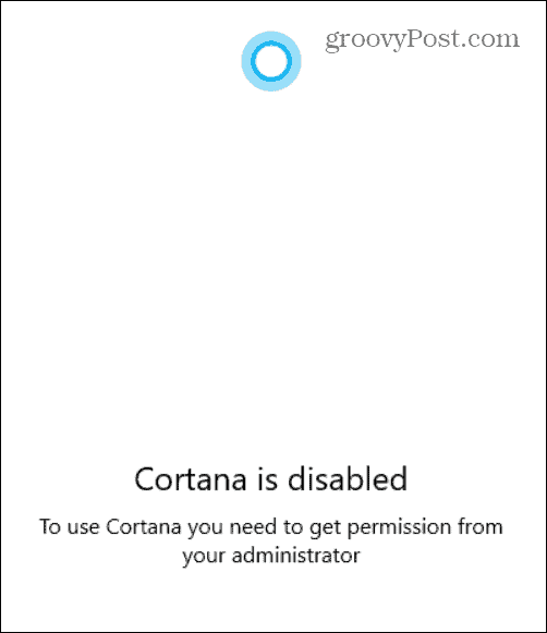 Cortana dezactivată
