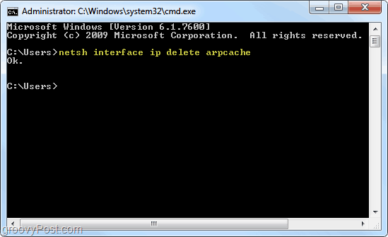 arp cache în Windows 7