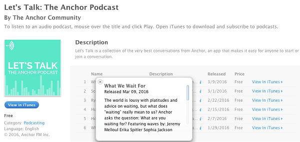 ancora podcast comunitar cu valuri pe iTunes