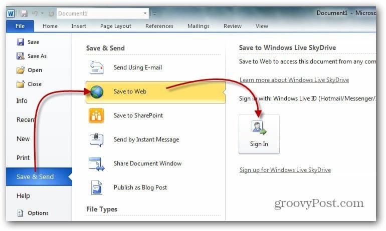 Cum să mapați o unitate de rețea către Windows Live Skydrive folosind Office 2010