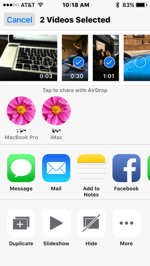 AirDrop facilitează transferul videoclipurilor de pe iPhone pe Mac.