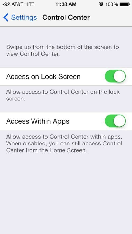 Cum dezactivați centrul de control iOS 7 în timpul utilizării aplicațiilor