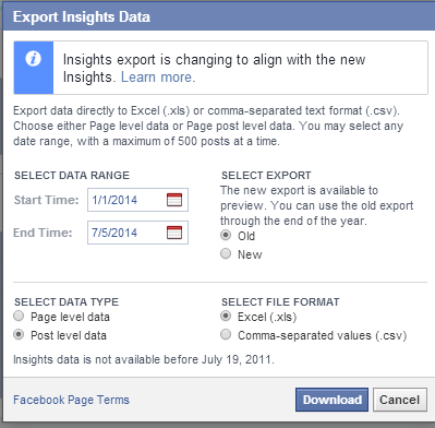 export la nivel de post din statistici Facebook