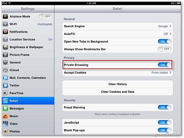 Apple iOS 5: Activați navigarea privată Safari
