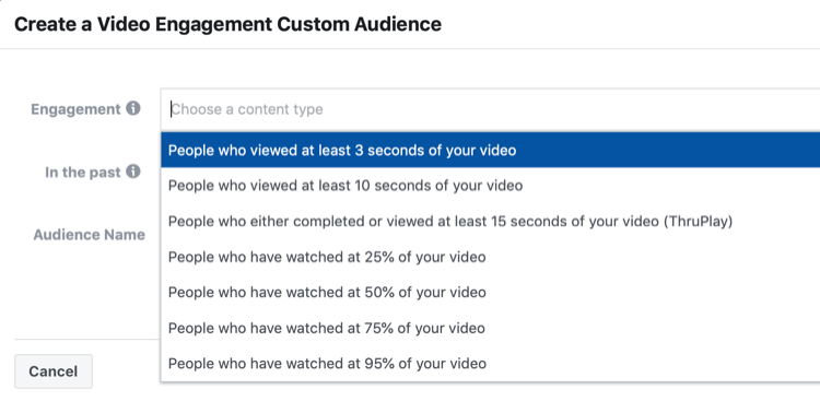 Creați o fereastră de configurare a publicului personalizat de implicare video
