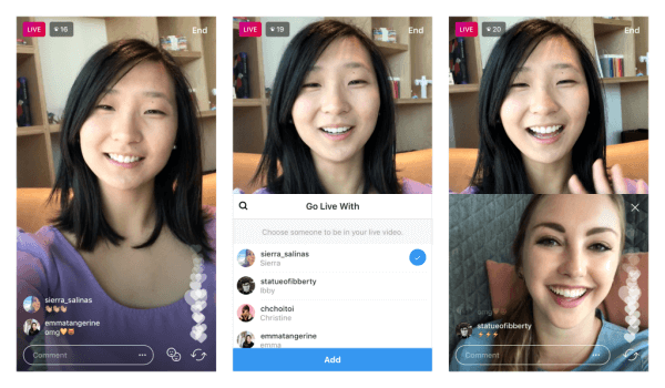 Instagram testează abilitatea de a partaja difuzarea video live cu alt utilizator.