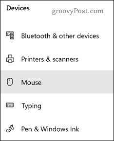 Opțiunea Setări pentru mouse-ul Windows