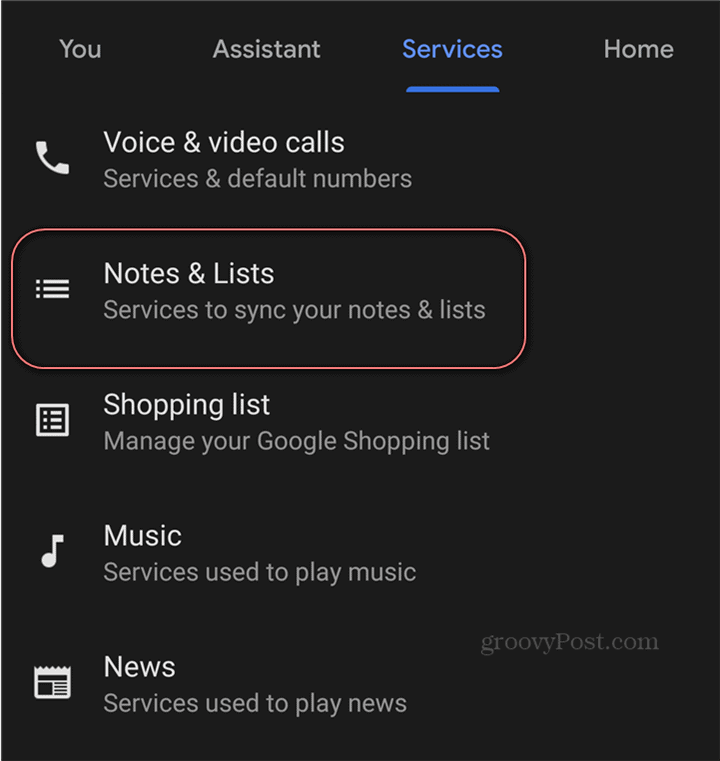 Listele de note ale setărilor Google Assistant Google Keep