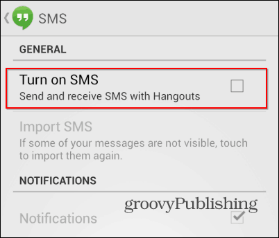 Hangouts SMS dezactivat