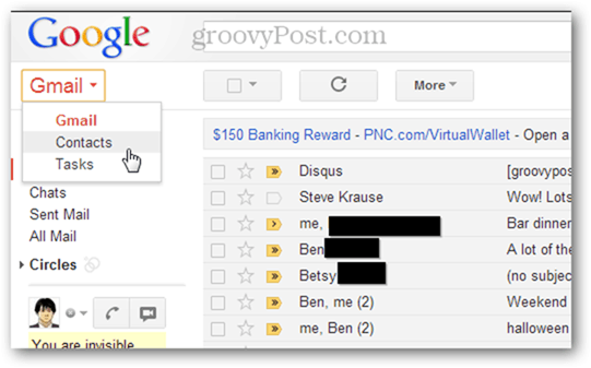 importați mai multe contacte în Gmail