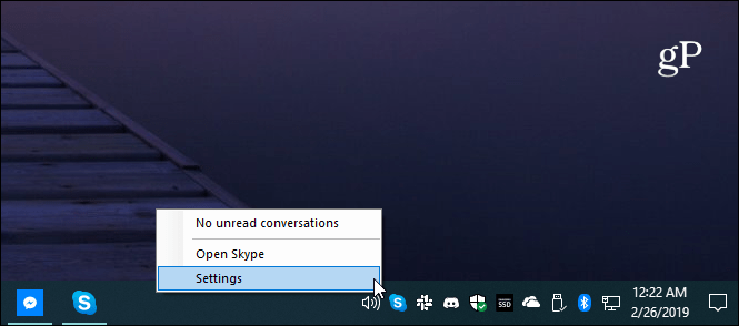 Setare Skype Setare tavă sistem