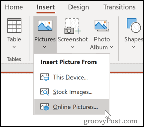 Inserarea unei imagini dintr-o sursă online în PowerPoint