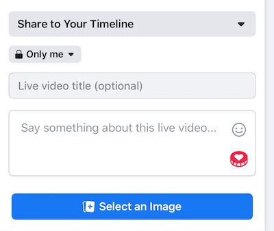 configurați fluxul Facebook Live la setarea de confidențialitate Only Me